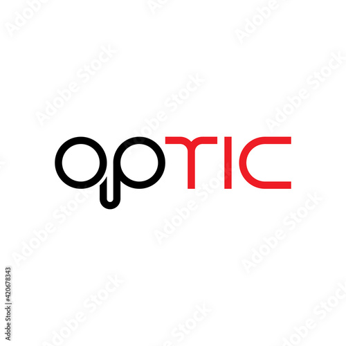 OPTIC letter with Eyeglass logo design vector