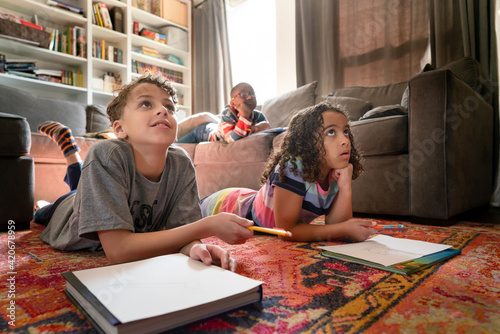 Children watch educational show