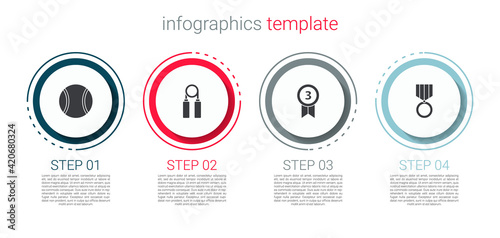 Set Tennis ball, Sport expander, Medal and . Business infographic template. Vector