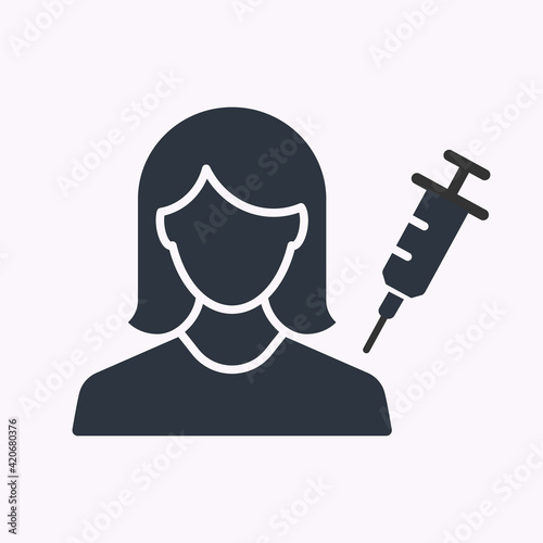 Medical vaccination glyph icon on white background. Vector illustration.