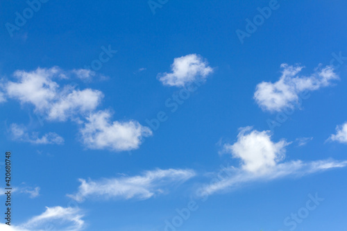 White clouds in the blue sky nature background