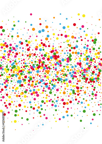 Red Round Splash Background. Circle Frame Texture. Multicolored Circular Confetti. Blue Splatter Dot Illustration.