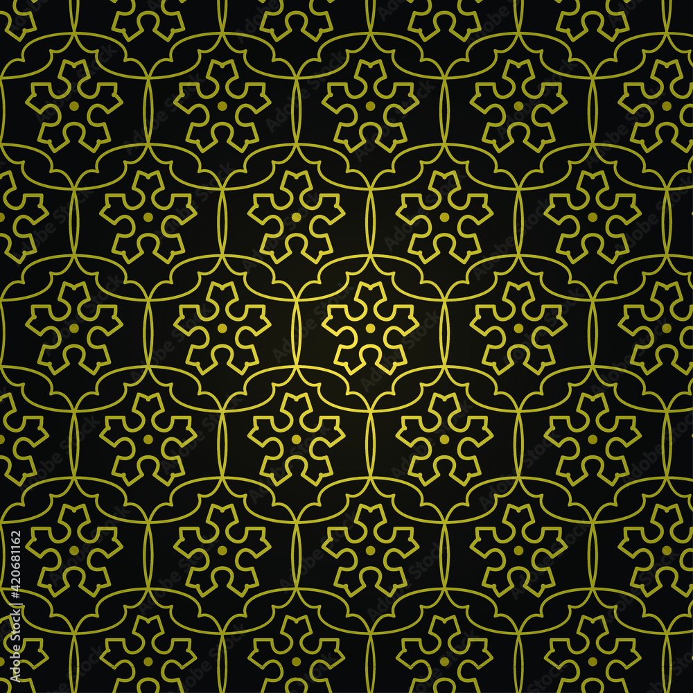 oriental pattern design black and gold, luxury arabic or islamic ornament abstarct wallpaper