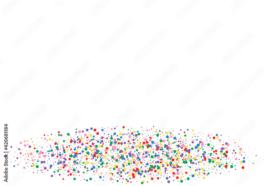 Yellow Dot Template Background. Confetti Sparkle Texture. Orange Color Circle. Multicolored Celebration Round Illustration.