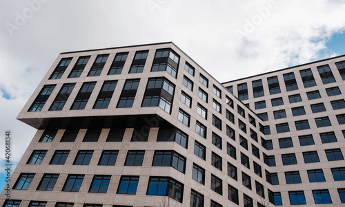 The Abstract angled office building windows background
