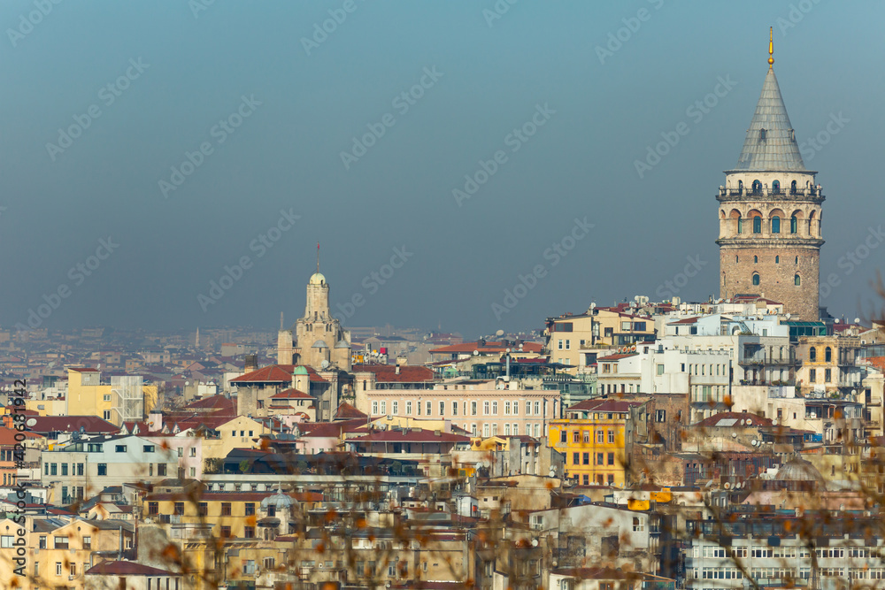Istanbul, view from the Galata tower across the Golden Horn. Turkey