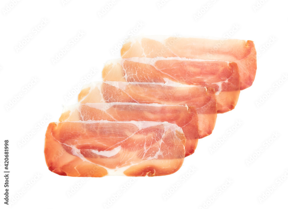 Slices of Prosciutto, Spanish Jamon Cut, Parma Ham Slices of Prosciutto, Spanish Jamon Cut, Parma Ham