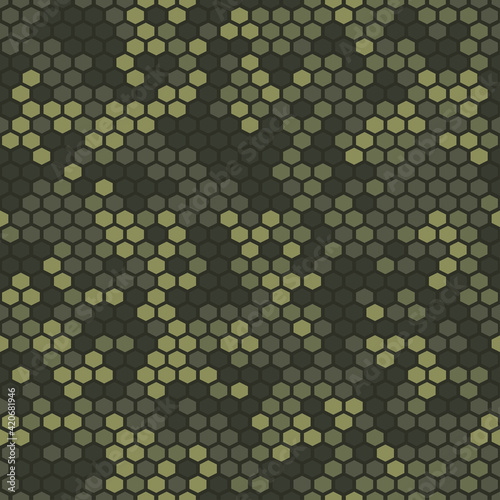Camouflage seamless pattern. Digital camo. Hexagonal abstract pattern. Print on fabric on clothes. Vector illustration
