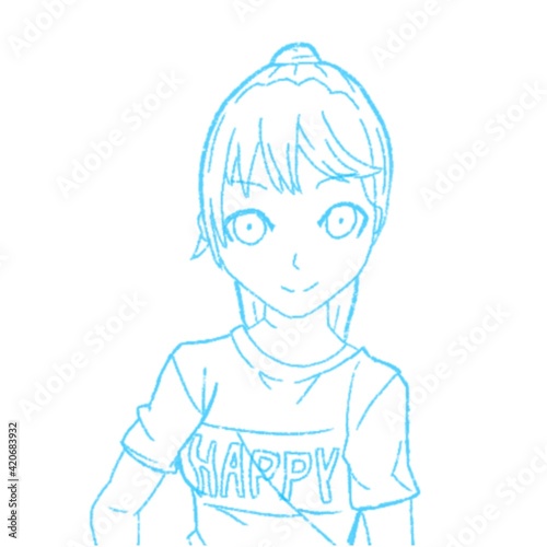 ポニテ少女ラフ