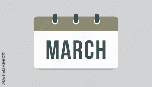 Vector icon page rectangle calendar, month March