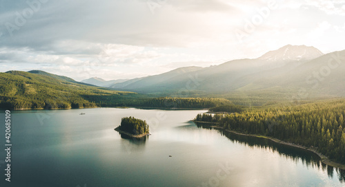 small kayak in big lake photo