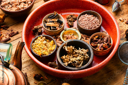 Dry healthy herbs in natural herbal medicine