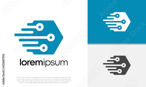 Abstract artificial intelligence logo. Innovative high tech logo template. Smart computer. machine learning. Cognitive logo. Technology Logo