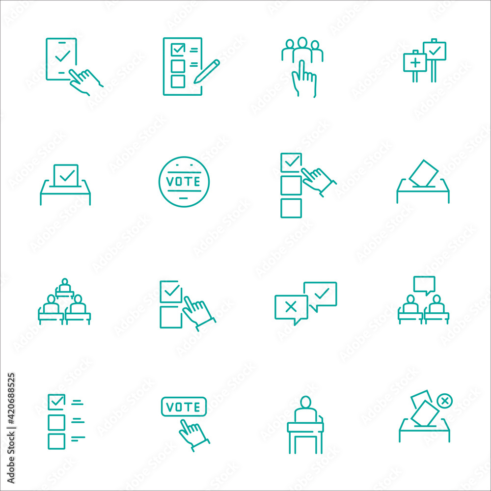 Simple Set of Voting Related Vector Line Icons. Contains such Icons as Raising Hands, Ratings of Candidates, Electronic voting and more. Simple Set of Voting Related Vector Line Icons. Contains such Icons as Raising Hands, Ratings of Candidates, Electronic voting and more.
