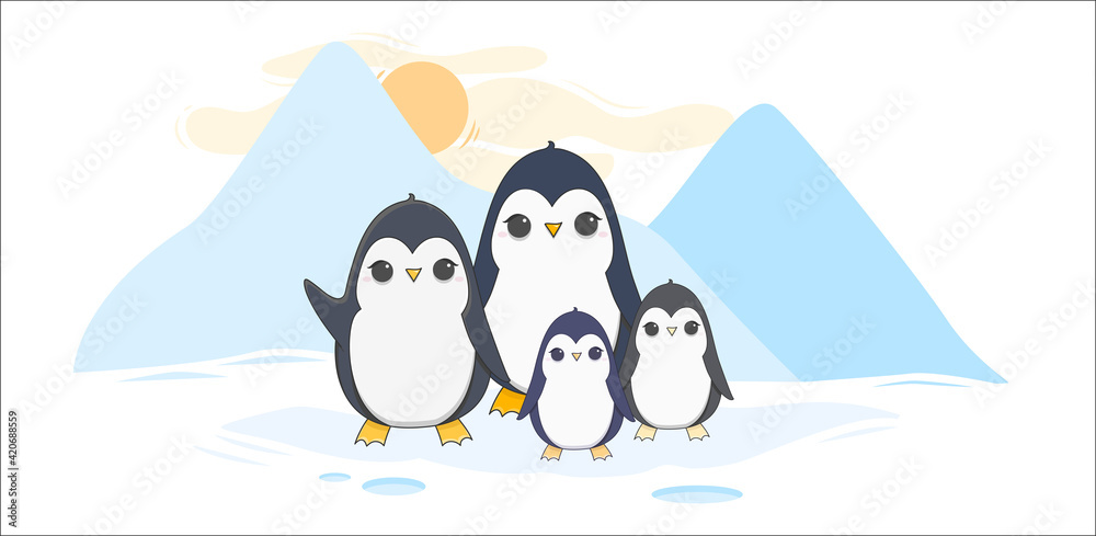 Naklejka premium Alphabet letter animals children illustration penguin sketch