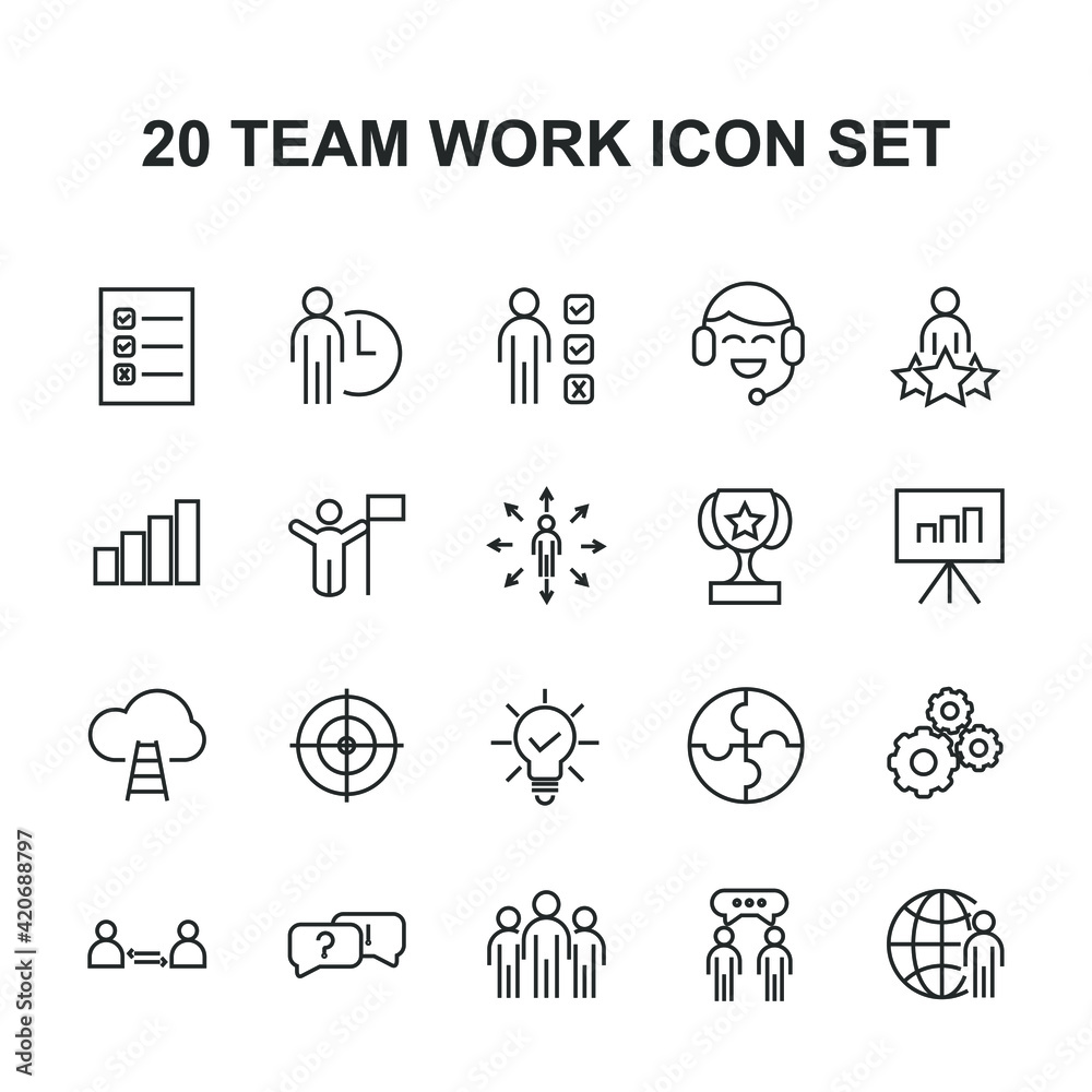 team work set icon, isolated team work set sign icon, vector illustration