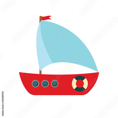 Children's Cute ship simple icon. Vector Illustration