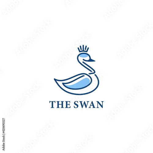 The swan logo luxury line design concept