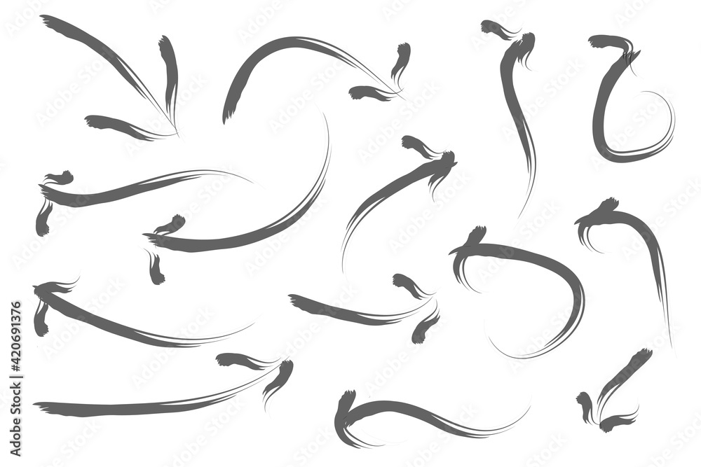 Obraz premium Set of Scribble arrow isolated on white background. black hand drawn arrows set icon. Rectangle, Circle, Arrow, Polygonal outline