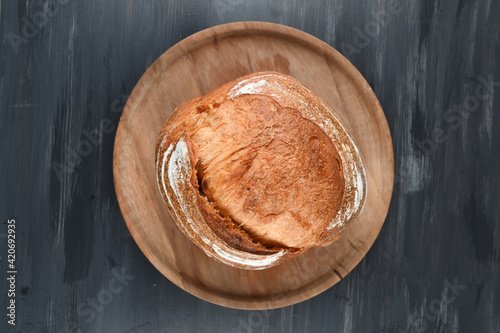 homemade bread on a dark wood