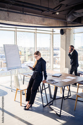 Corporate meetings, Business team organizations and investment plans at working with new startup project with chart,graph and business accessories on workplace.