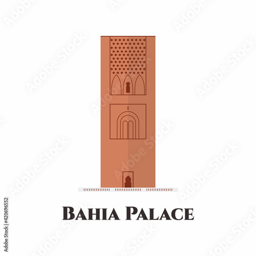 Hassan Tower or Tour Hassan in Rabat, Morocco. It is the minaret of an incomplete mosque. Flat vector simple element illustration. World travel and tourist vacation isolated on white background