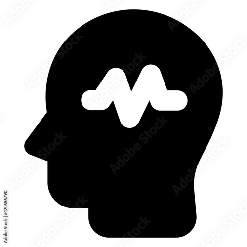 
Impulses inside human head, solid icon of mental health 

