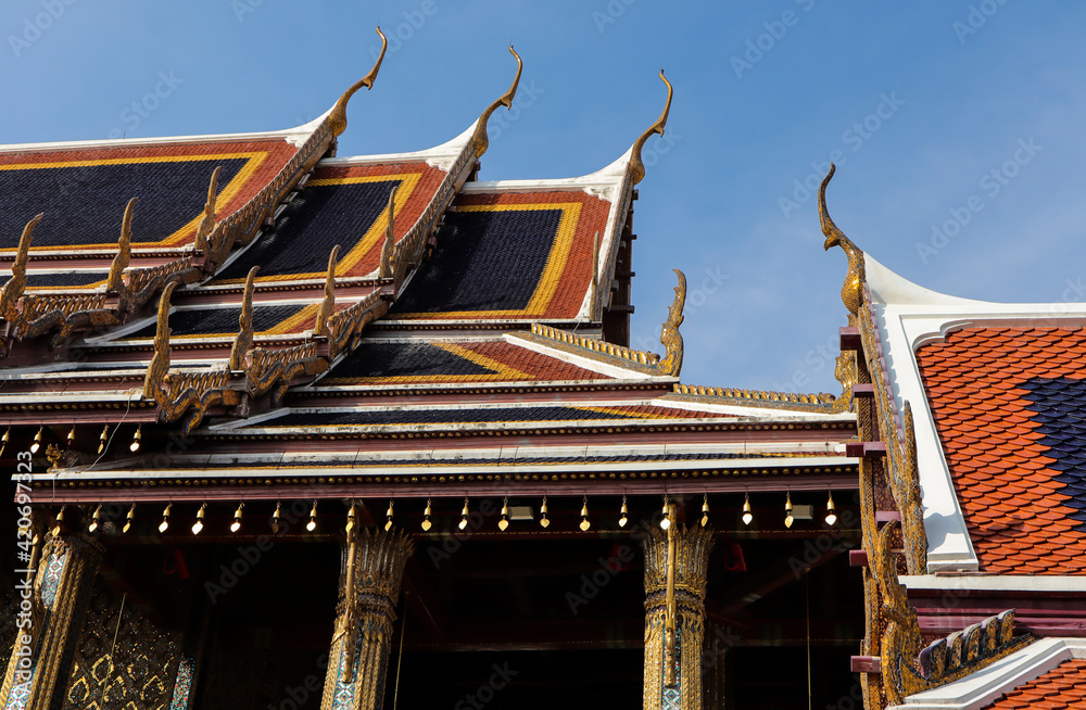 Wat Phra Kaew or Emerald Buddha Temple. The most famous tourist attraction in Bangkok, Thailand. Wat Phra Kaew or Emerald Buddha Temple. The most famous tourist attraction in Bangkok, Thailand.