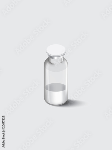 Vaccine bottle for vaccine on white background