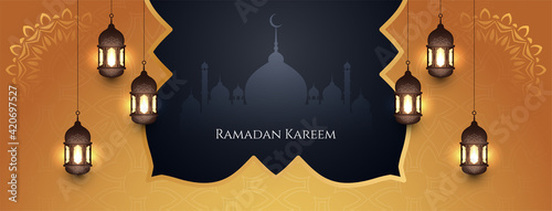 Religious stylish Ramadan Kareem festival banner design