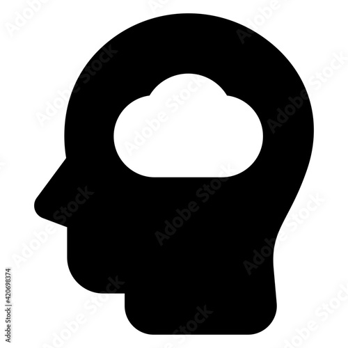
Cloud mind in glyph style trendy icon 

