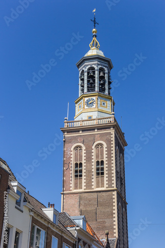 Historic belfry clock tower in Kampen, Netherlands
