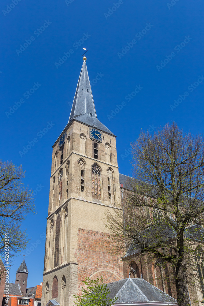 Tower of the historic Bovenkerk church in Kampen, Netherlands