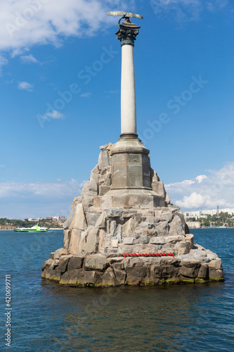 Monument to the sunken ships in Sevastopol. Crimea.