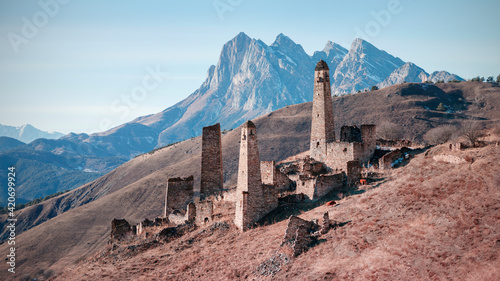 Pyaling is a medieval town-settlement in Ingushetia. Consists of a sanctuary, battle and residential towers. Located in the Dzheyrakh region. Russia photo
