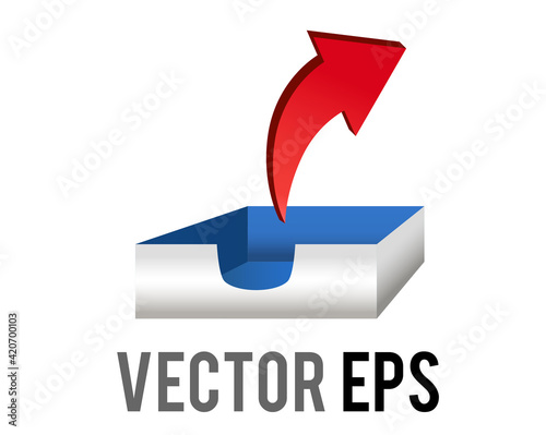 Vector mail, document paper tray icon with red up arrow for email outbox