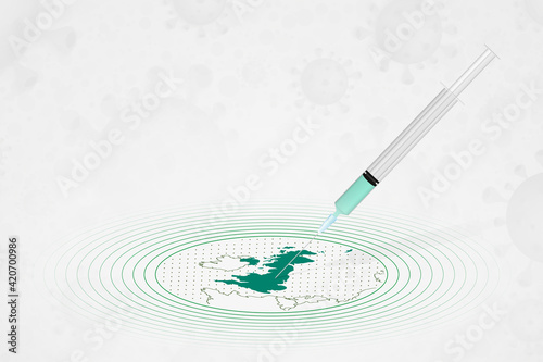 United Kingdom vaccination concept, vaccine injection in map of United Kingdom. Vaccine and vaccination against coronavirus, COVID-19.