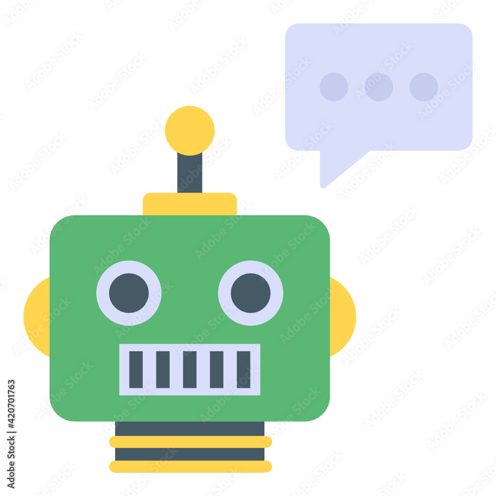 Fototapeta premium Trendy flat design icon of talk robot