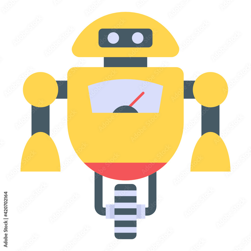 Monowheel robot in flat icon, editable vector
