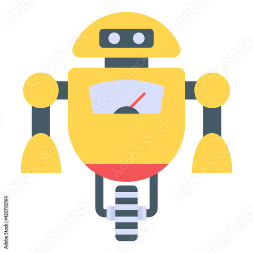 Monowheel robot in flat icon, editable vector