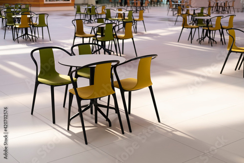 Chairs and Tables At The Empty Airport restaurant photo