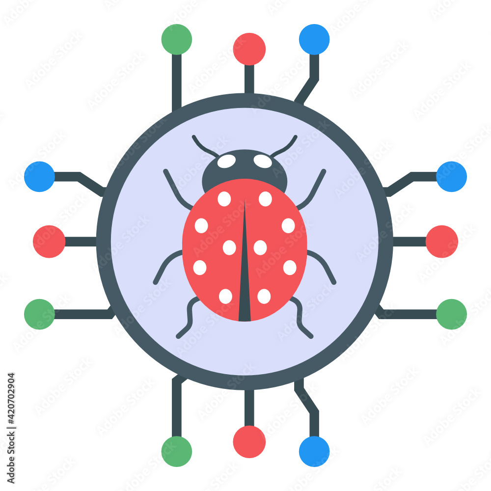 Connection bug flat design icon
Connection bug flat design icon