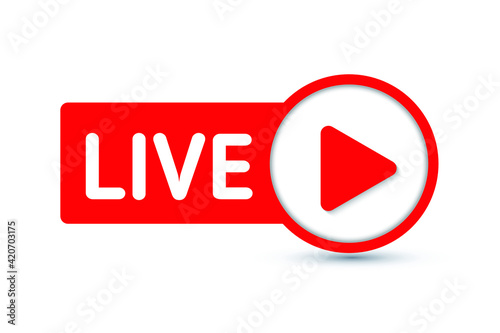 Live streaming logo design element with play button. Eps 10 vector illustration.