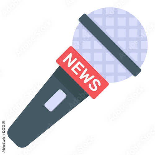 
Unique icon of journalist mic in flat style 

