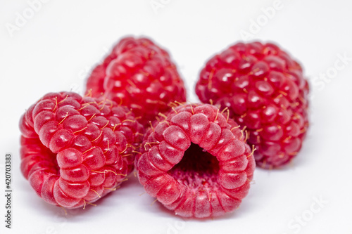 Fresh ripe raspberries, isolated in white