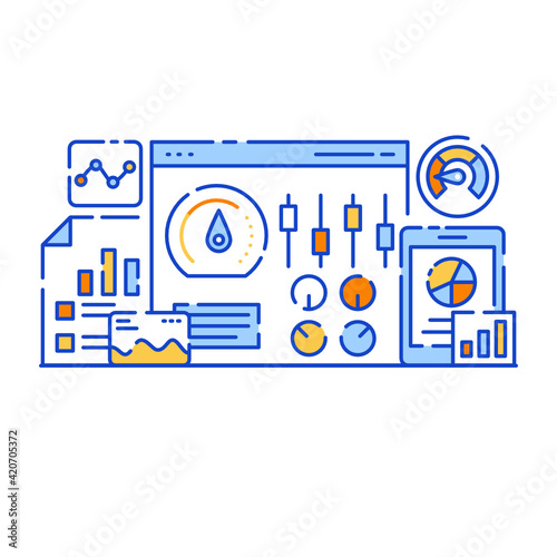 
Admin dashboard flat illustration, editable vector 

