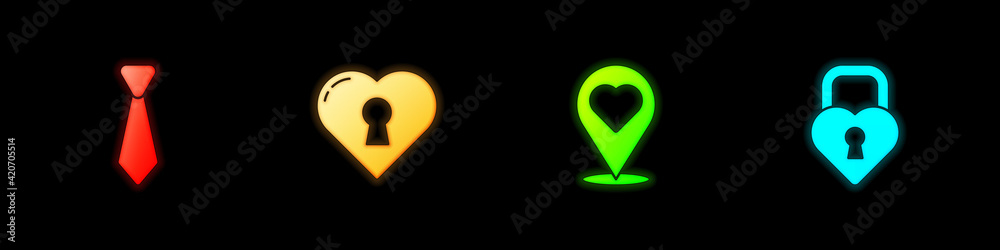 Set Tie, Heart with keyhole, Location heart and Castle in the shape of icon. Vector Set Tie, Heart with keyhole, Location heart and Castle in the shape of icon. Vector