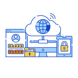
Reporting cybersecurity in flat style illustration 

