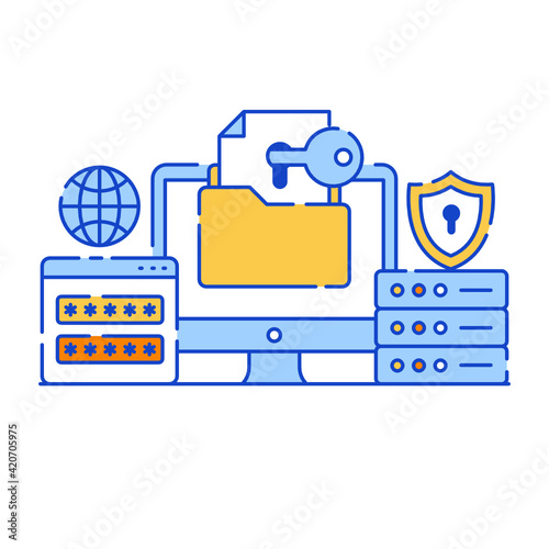 
Reporting cybersecurity in flat style illustration 

