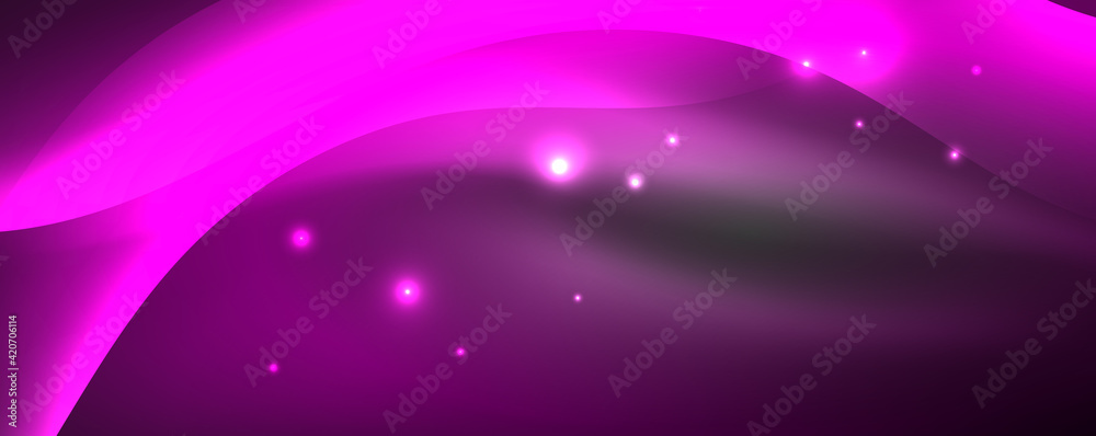 Fototapeta premium Shiny glowing neon wave, light lines abstract background. Magic energy and motion concept. Vector wallpaper template